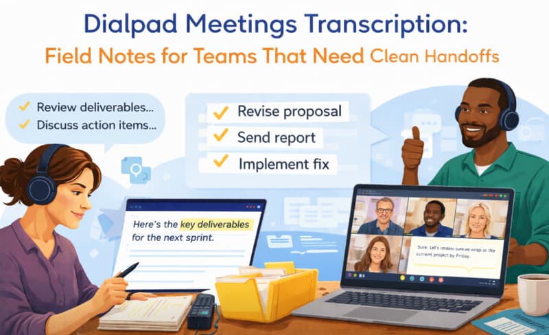 Dialpad meetings transcription field notes with clean handoff checklist