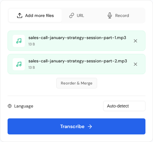 Multiple files queued in the dashboard upload workflow