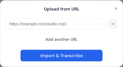 Upload from URL modal in dashboard